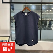 背心男夏季2025新款百搭無(wú)袖寬肩體恤衫坎肩T恤休閑潮牌簡(jiǎn)約上衣 藏藍(lán)色 XL