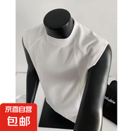 美式重磅正肩無(wú)袖t恤男夏季硬漢穿搭彈力背心半袖短袖體恤打底衫 白色 XL 建議120-140斤