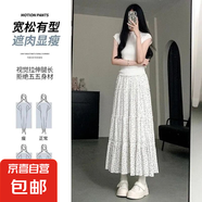韓系碎花蛋糕裙女夏2025新款半身裙高腰長(zhǎng)款a字百搭垂感蓬蓬裙 白色 XL