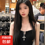 韓國(guó)小眾設(shè)計(jì)bm同款銀色十字架項(xiàng)鏈復(fù)古辣妹長(zhǎng)款頸鏈復(fù)古朋克頸飾 辣妹十字架項(xiàng)鏈（單條裝）