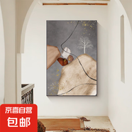 客廳沙發(fā)背景墻裝飾畫現(xiàn)代簡約款落地抽象藝術(shù)侘寂風 素調(diào)R藝術(shù)微噴+光油 100cm*150cm輕奢金