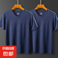 冰絲短袖t恤男士夏季新款網(wǎng)眼速干寬松運動薄款半袖體恤上衣KXW 2件（藏青+藏青） L 90-120斤