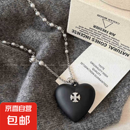 黑色愛心珍珠項(xiàng)鏈女長(zhǎng)款土星毛衣鏈輕奢高級(jí)感衛(wèi)衣裝飾配飾W嘻哈Q 黑色十字架項(xiàng)鏈