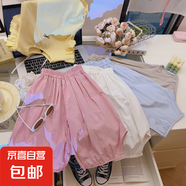 巨百搭夏季女童薄款防曬冰皮褲新款寶寶韓版防蚊褲兒童百搭褲G13 粉色-冰皮褲 150 cm