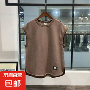 背心男夏季2025新款百搭無(wú)袖寬肩體恤衫坎肩T恤休閑潮牌簡(jiǎn)約上衣 棕色 3XL