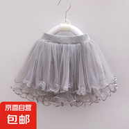 童裝女童半身裙紗裙四季百搭新款兒童蓬蓬裙女孩 灰色不釘珠 100
