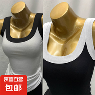 遮副乳修身內(nèi)搭外穿無(wú)袖打底衫上衣夏季新款莫代爾螺紋吊帶背心女 070-黑肩色+白肩色 L 建議110-125斤