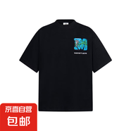 2025原創(chuàng)美式復(fù)古字母椰樹刺繡短袖T恤國(guó)潮牌夏季情侶上衣tee 黑色 薄款 M
