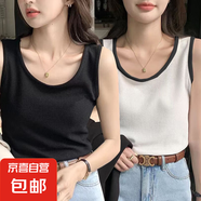 2025早春新款吊帶背心女內(nèi)搭打底夏季設(shè)計感華夫格拼接無袖上衣潮 B167-黑色+拼接白 S 建議80-95斤