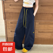 女童工裝褲夏季薄款洋氣女大童炸街爵士舞褲子兒童速干防曬闊腿褲 XGT-F1004【藏青】夏季款 160