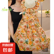 女童卡通印花連衣裙夏季新款女孩甜美碎花公主裙海邊沙灘 圖片色 150