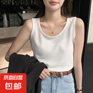 2025早春新款吊帶背心女內(nèi)搭打底夏季設(shè)計(jì)感華夫格拼接無(wú)袖上衣潮 B167-白色 M 建議95-105斤