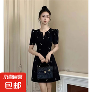 黑色赫本風小個子連衣裙女2025新款法式復古高級感收腰顯D1900 黑色 S 【100斤以下】
