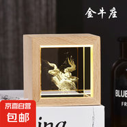 3d內(nèi)雕十二星座水晶實(shí)木創(chuàng)意個(gè)性小夜燈方體水晶擺件小夜燈 方框 金牛座 5*5水晶+連線款暖光木框