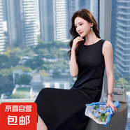 2025新款內(nèi)搭長(zhǎng)款吊帶背心裙女小西裝氣質(zhì)通勤性感打底連衣裙女裝 黑色 （RF0093） L 碼100-108斤