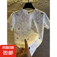 驢牌高品質(zhì)夏季新款港風(fēng)外景大碼華夫格短袖2025年新款短袖T恤 白色 XL