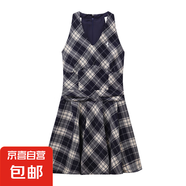 黑白格子v領(lǐng)掛脖系帶連衣裙女夏季2025新款甜辣妹收腰百褶A字短裙 背心裙 M