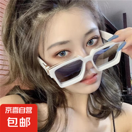 ins風(fēng)網(wǎng)紅方框墨鏡男明星同款太陽鏡歐美潮人復(fù)古嘻哈街拍眼鏡女 白色框 單眼鏡-無配件