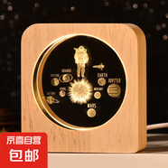 發(fā)光水晶小夜燈擺件銀河系月球3d內雕工藝水晶木質(zhì)底座桌面擺件 星系宇航員 默認彩盒裝（USB連線(xiàn)）