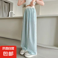 女童褲子薄款2025新款兒童速干防蚊褲大童夏季運動褲 藍格子 140
