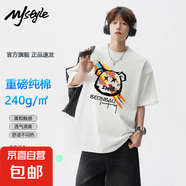 MJ STYLE重磅純棉短袖T恤男圓領(lǐng)吸濕排汗印花體恤衫 白色 MJ-小惡魔重磅純棉 2XL 體重(145-165斤)寬松卡碼拍大