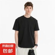 美式解構(gòu)拼接t恤男夏季boxy版型太空棉短袖cleanfit寬松休閑上衣 【重磅高質(zhì)量清倉】鹿LC14黑色 M 建議體重85-95斤可穿