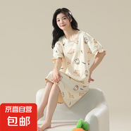 睡裙女夏季純棉女士短袖睡衣女款夏天2025新款連衣裙寬松孕婦可穿 Z633 3XL
