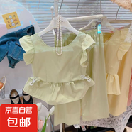 【兒童夏季新款女童套裝】韓版飛袖上衣搭闊腿褲時尚洋氣兩件套 NT66 90