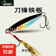 飄落路亞鐵板魚鱗紋翹嘴克星新款釣魚全水層路亞餌鐵板路亞餌鐵板 黑背銀肚五只裝 20g