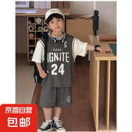 兒童短袖球服套裝新款男童運動服女童速干透氣短褲中小童k552 灰色 120 cm