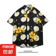 美式古著vintage太陽花夏威夷可愛港風(fēng)寬松休閑男女短袖碎花襯衣 3152 2XL