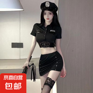 性感情趣內(nèi)衣黑絲制服丁字褲誘惑女警貓女開襠瑜伽系列戰(zhàn)袍包臀裙 黑色（不含鞭與腰帶） 均碼 建議80-120斤