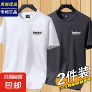 花花公子2件2025新款純棉純白色短袖t恤男半袖圓領(lǐng)衣服打底衫潮流 2055【100%純棉】白色+鐵灰 2XL 建議【135-150斤】