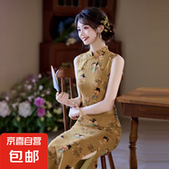 氣質(zhì)無(wú)袖旗袍年輕款少女夏季修身日?？纱┬轮惺絿?guó)風(fēng)連衣裙J1563 小唐人-1563 S （85-95斤）