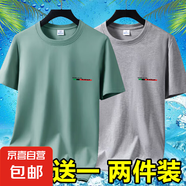 2025夏季短袖T恤男士圓領(lǐng)潮流印花寬松大碼百搭半袖體恤打底衫-SL 短袖DAP-豆綠+淺灰 5XL 碼【175-195斤】