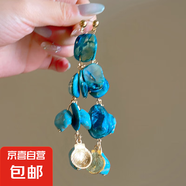 貝殼海星海螺項鏈沙灘海邊度假風氣質鎖骨鏈歐美小眾時尚百搭項飾 銀針-藍色