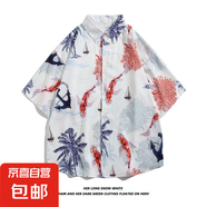 泰國風(fēng)夏威夷花襯衫短袖男女情侶裝松弛感潑水節(jié)度假沙灘碎花襯衣 2109 XL