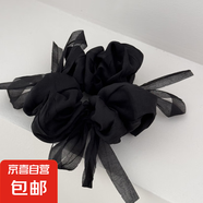 蘇純純色溫柔曼妙輕紗大腸圈打結蝴蝶結網紗發(fā)圈日常百搭森系頭飾 黑色發(fā)圈 1個