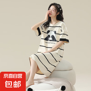 睡裙女夏季純棉女士短袖睡衣女款夏天2025新款連衣裙寬松孕婦可穿 Z624 3XL