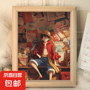 海賊王路飛索隆擺臺相框桌面擺件飾品二次元生日禮物ins裝飾畫框 港風(fēng)路飛 10寸