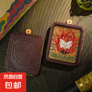 【非遺手繪】狐仙唐卡祈福庇佑名非遺傳承西藏手繪唐卡 皮殼-紅泥狐仙