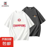 AEMAPE愛曼普夏季高端冰絲涼感短袖t恤男女寬松潮牌上衣【2件】 【2件】白色Ac034/鐵灰tj59右上 S 建議體重：80-95斤