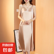 緞面連衣裙子女裝夏裝2025新款夏季設(shè)計(jì)感小眾背心吊帶長裙 香檳色 香檳色 4XL 建議145-165斤
