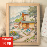 治愈系山水田園diy相框玄關(guān)書(shū)房手工客廳桌面清新簡(jiǎn)約風(fēng)景擺臺(tái) 田園1 A4
