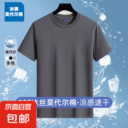 高端冰絲莫代爾棉短袖t恤男涼感速干半截袖男體恤 鐵灰色 3XL 150-160斤