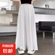 女童闊腿褲夏季2025新款兒童薄款裙褲中大童韓版寬松九分休閑褲子 白色 140