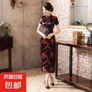 紅色改良旗袍女夏季短袖結(jié)婚敬酒服新娘中國風(fēng)喜慶連衣裙J3090 黑紅梅花 L （105-115斤）