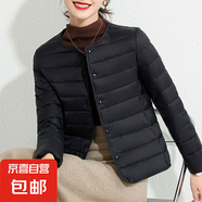 輕薄棉襖女款韓版修身棉衣外套純色簡約秋冬休閑便攜內(nèi)膽棉服J354 黑色 2XL （90-105斤）