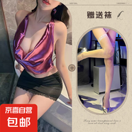 禁欲秘書制服紫色網(wǎng)紅裸背套裝情趣內(nèi)衣性感露溝包臀誘惑 上衣+短裙+T褲+白網(wǎng)襪  912 均碼