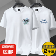 啄木鳥夏季正肩潮男衣服短袖t恤男生圓領(lǐng)純棉寬松全棉印花打底體 小CH白色+小山丘白色 XL 建議130-145斤